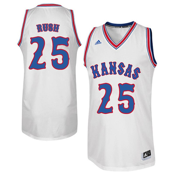 Men #25 Brandon Rush Kansas Jayhawks Retro Throwback College Basketball Jerseys Sale-White - Click Image to Close